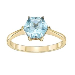 14k Gold over silver, Blue Topaz ring